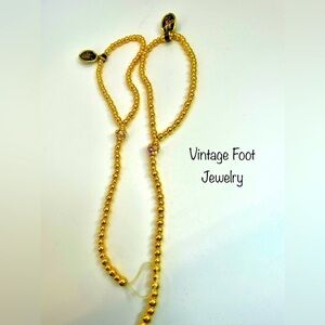 Vintage Joan Rivers Foot Jewelry Gold Plated Beads and Crystal Balls NWT in box
